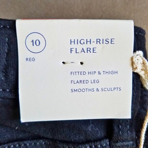 Universal Thread High-Rise Flare Jeans Women's 10 Black Stretch Denim - Picture 4 of 10